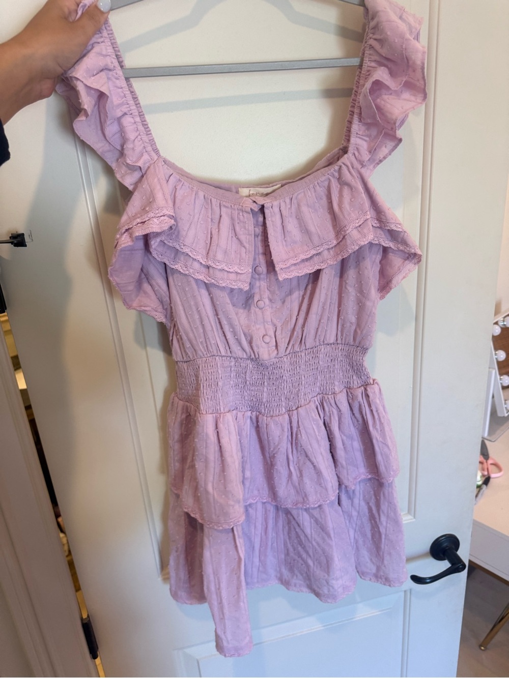 Sleeveless Lavender Ruffle Tiered Mini Dress